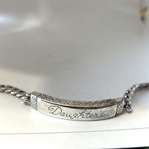 Brighton Silver-Tone “Daughter” Engraved Fashionable Link Chain
